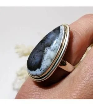 Bague en argent bijou ethnique chic agate dendritique Shantilight