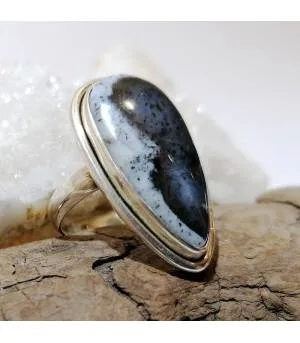 Bague en argent bijou ethnique chic agate dendritique Shantilight