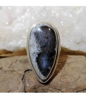 Bague en argent bijou ethnique chic agate dendritique Shantilight