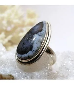 Bague en argent bijou ethnique chic agate dendritique Shantilight