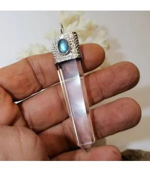 Pendentif Nila Darpana – Argent 925 martelé & Labradorite bleue