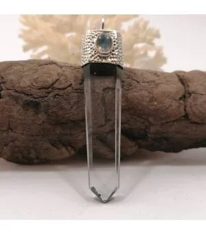 Pendentif Nila Darpana – Argent 925 martelé & Labradorite bleue