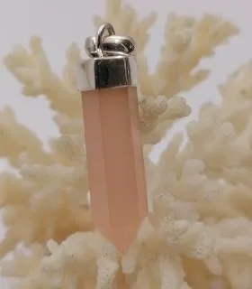 Pendentif argent prisme quartz rose