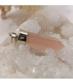 Pendentif argent prisme quartz rose