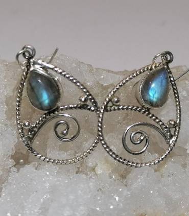 Boucles d’oreilles Megha Valli – Argent 925 & Labradorite
