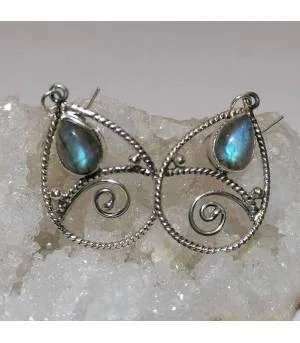 Boucles d’oreilles Megha Valli – Argent 925 & Labradorite