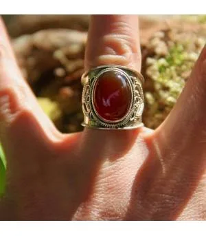 Bague ethnique argent pierre cornaline