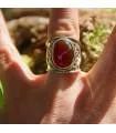 Bague ethnique argent pierre cornaline