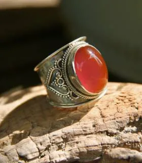 Bague ethnique argent pierre cornaline