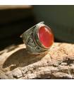Bague ethnique bijou argent pierre naturelle onyx rouge