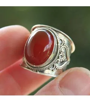 Bague ethnique argent pierre cornaline