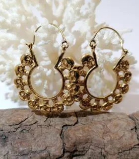 Boucles d'oreilles laiton créoles têtes de morts Shantilight