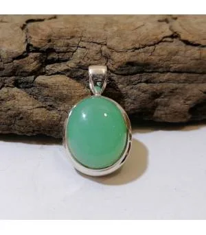 Pendentif argent bijoux modernes pierre naturelle de chrysoprase