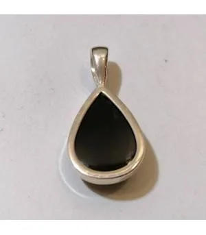 Pendentif argent pierre d'onyx noire