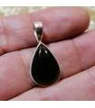 Pendentif argent pierre d'onyx noire