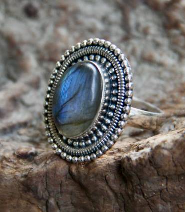 Bague argent bijoux ethnique pierre de labradorite Shantilight