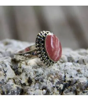 Bagues en argent pierre naturelle rhodochrosite