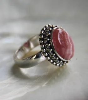 Bagues en argent pierre naturelle rhodochrosite