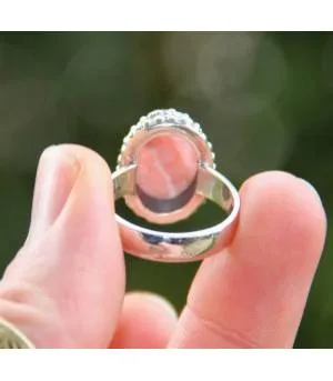 Bagues en argent pierre naturelle rhodochrosite