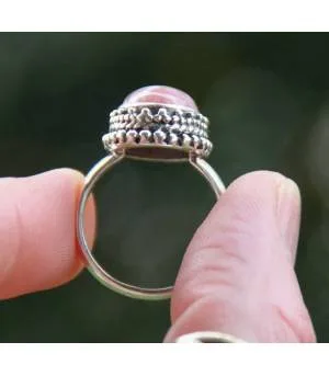 Bagues en argent pierre naturelle rhodochrosite