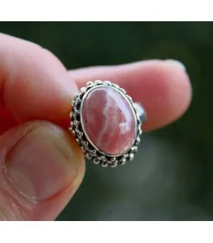 Bagues en argent pierre naturelle rhodochrosite