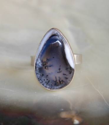 Bague argent bijoux moderne pierre naturelle agate dendritique