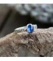 Bague argent solitaire pierre naturelle de cyanite.