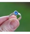 Bague argent solitaire pierre naturelle de cyanite.