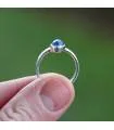 Bague argent solitaire pierre naturelle de cyanite.