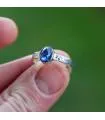 Bague argent solitaire pierre naturelle de cyanite.