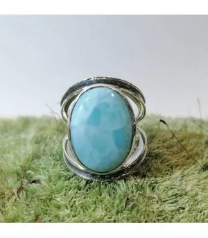 Bague moderne en argent et pierre naturelle de larimar