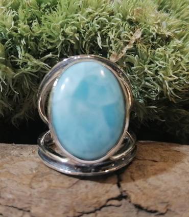 Bague moderne en argent et pierre naturelle de larimar