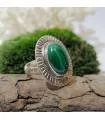 Bague soleil en argent bijoux ethnique pierre naturelle malachite