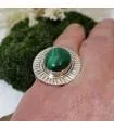 Bague soleil en argent bijoux ethnique pierre naturelle malachite