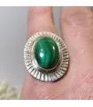 Bague soleil en argent bijoux ethnique pierre naturelle malachite