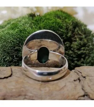 Bague soleil en argent bijoux ethnique pierre naturelle malachite