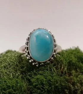 Bague ethnique moderne en argent et pierre de larimar