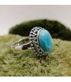 Bague ethnique moderne en argent et pierre de larimar