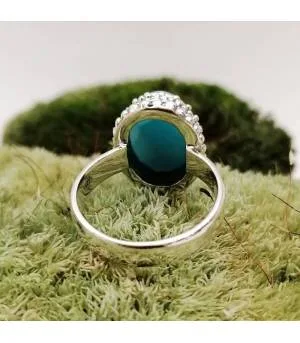 Bague ethnique moderne en argent et pierre de larimar