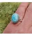 Bague ethnique moderne en argent et pierre de larimar