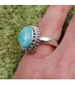 Bague ethnique moderne en argent et pierre de larimar