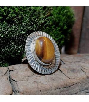 Bague sunshine argent bijoux ethnique oeil de tigre
