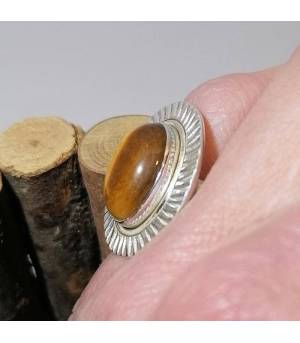 Bague sunshine argent bijoux ethnique oeil de tigre