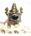 Bague ethnique mixte en argent pierre d'onyx noire.