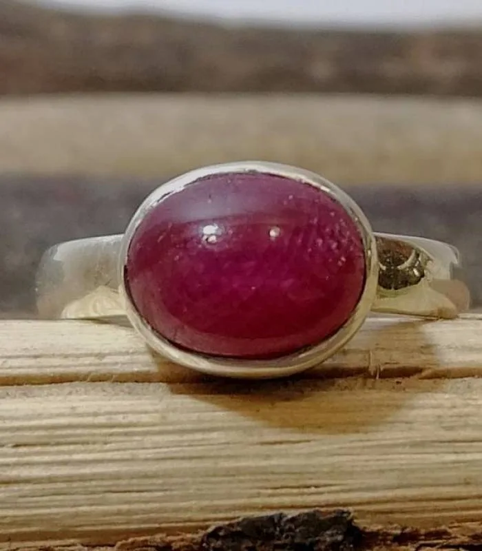 Bagues argent pépite rubis pierre naturelle