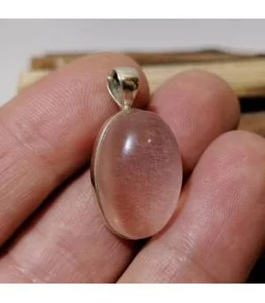 Pendentif argent pierre naturelle quartz rose