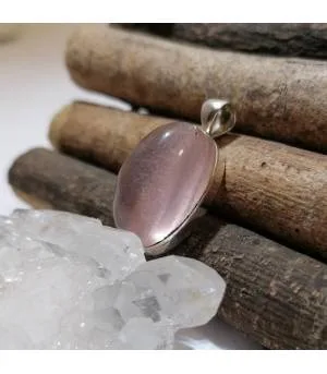 Pendentif argent pierre naturelle quartz rose
