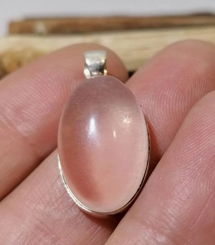 Pendentif argent pierre naturelle quartz rose