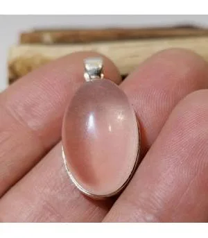 Pendentif argent pierre naturelle quartz rose