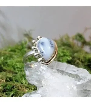 Bague argent inspiration tribale agate dendritique